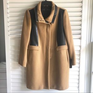 NEW Zara Camel Wool Faux Leather Coat